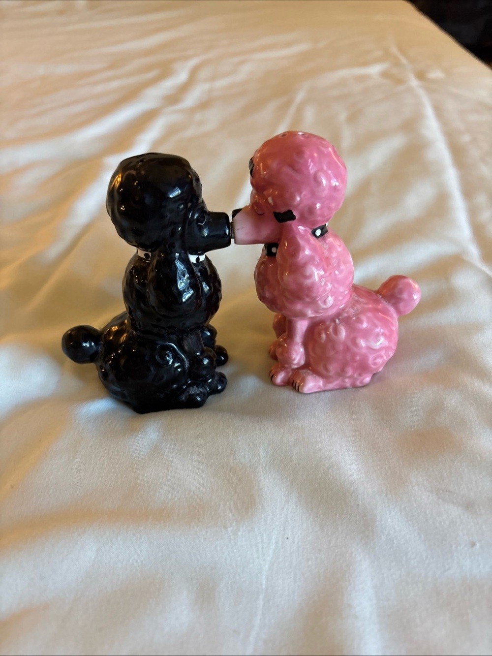 Pink and Black Poodle Salt & Pepper Shaker Set - Decorative Ceramic